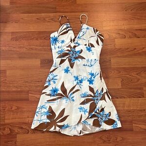 Floral Halter Dress in Blue and Brown